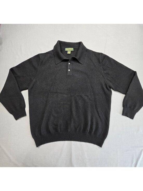 Daniel Bishop Other - Daniel Bishop XL Mens 2 Ply Cashmere Long Sleeve Black Polo Sweater Pullover